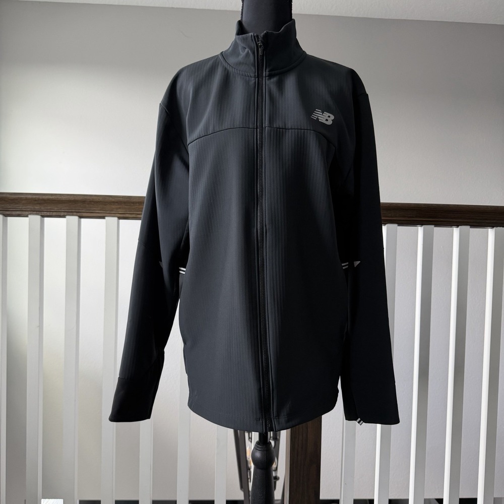 New Balance Impact Run Winter Jacket Mens Sz M Full Zip Fleece‎ Lined Reflective